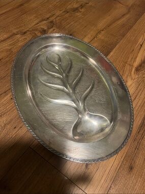 Antique Andover silver Oval Serving Tray - 16inch - tree of life